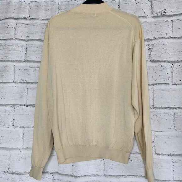 PRONTO UOMO Jumper Men's Medium Silk Blend Knitted Crew Neck Pullover Beige - Picture 8 of 11